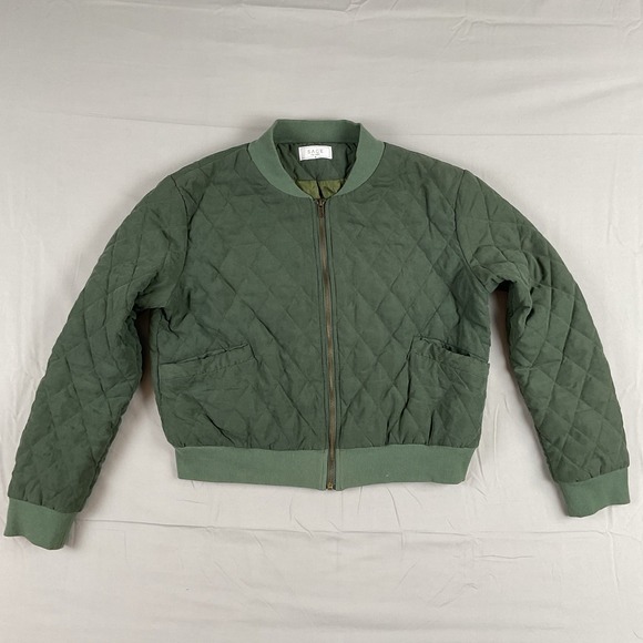 Sage The Label Quilted Bomber Jacket Green Medium Military Gorpcore Streetwear - Picture 1 of 7